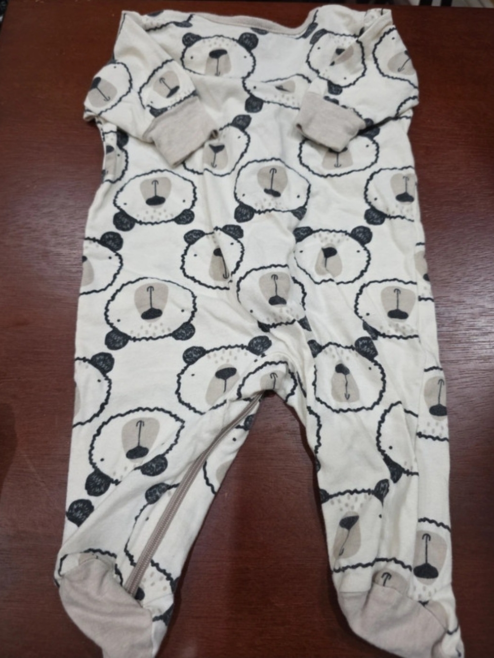 Gerber Cream and Black Bear Print Footed One-Piece